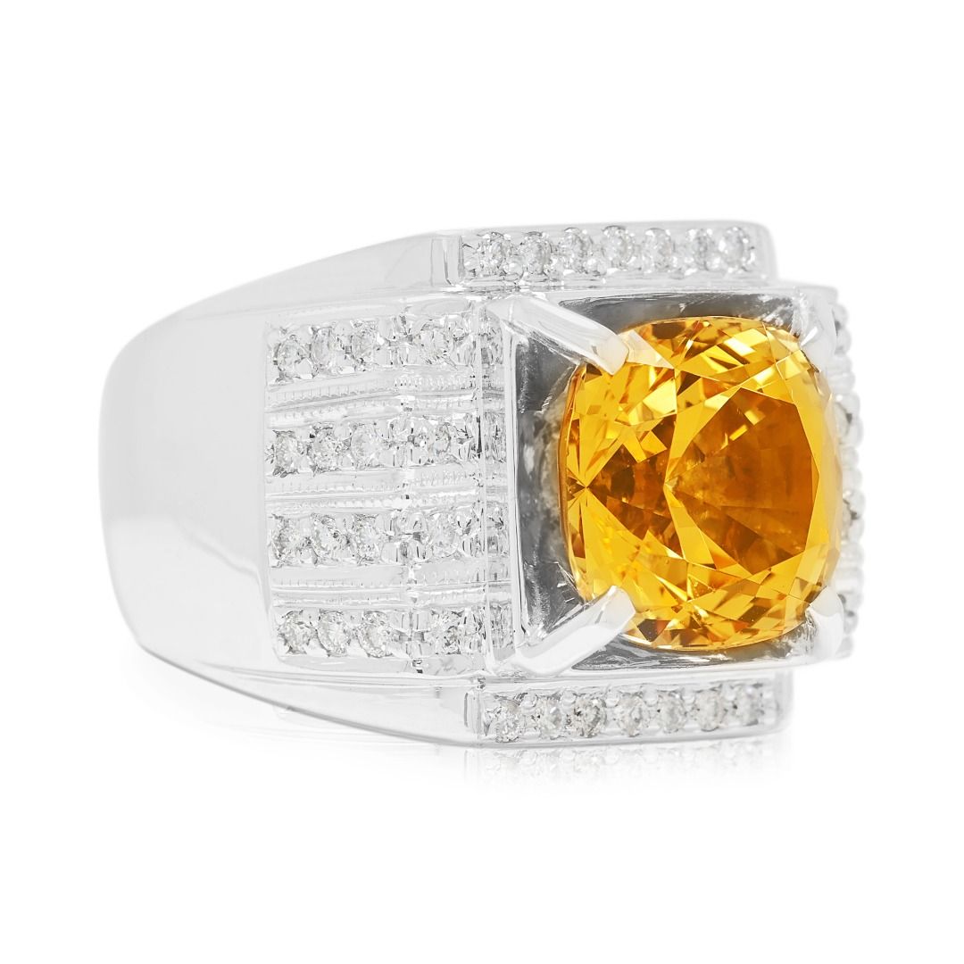 Statement 9.29ct Yellow Topaz & Diamond Ring in 8K White Gold - NGI Certified