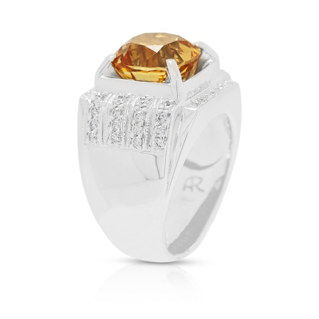 Statement 9.29ct Yellow Topaz & Diamond Ring in 8K White Gold - NGI Certified
