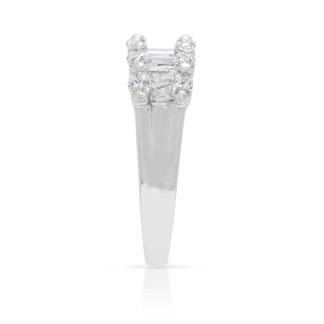 Striking 0.75ct Diamond Ring with Marquise & Tapered Cuts in 18K White Gold