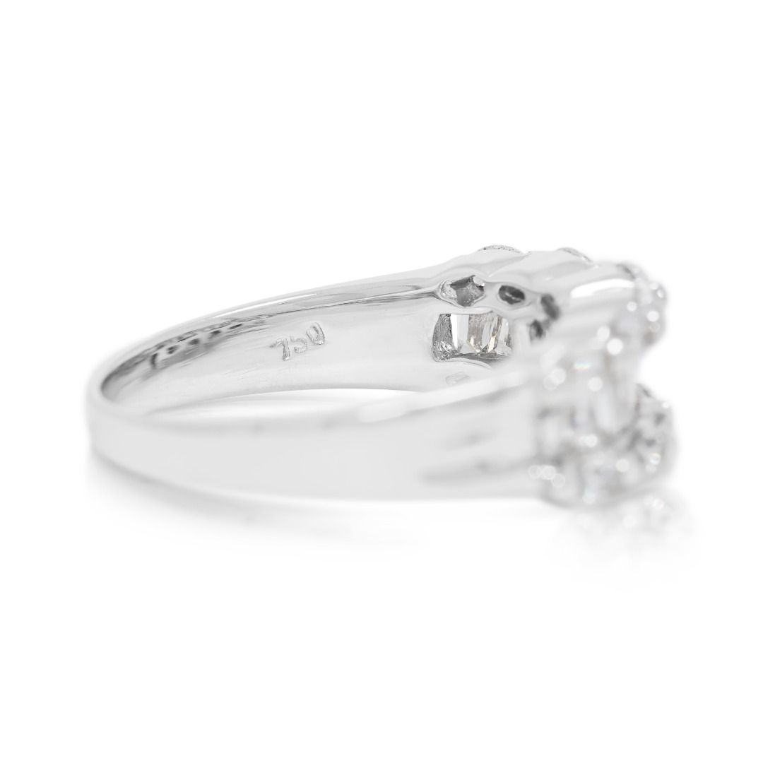 Striking 0.75ct Diamond Ring with Marquise & Tapered Cuts in 18K White Gold