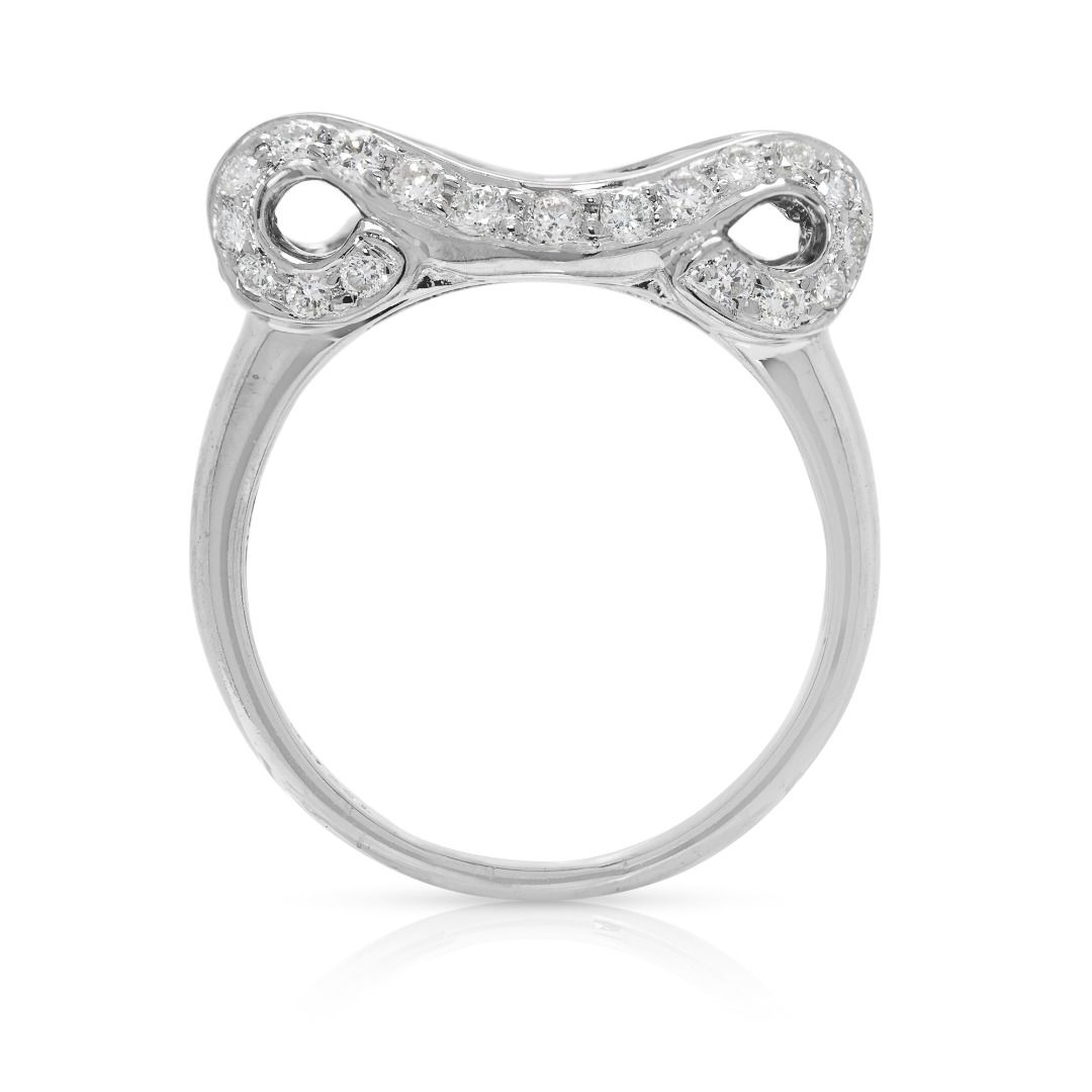 Striking 0.88ct Sapphire & Natural Diamond Wave Band in 18K White Gold (New)