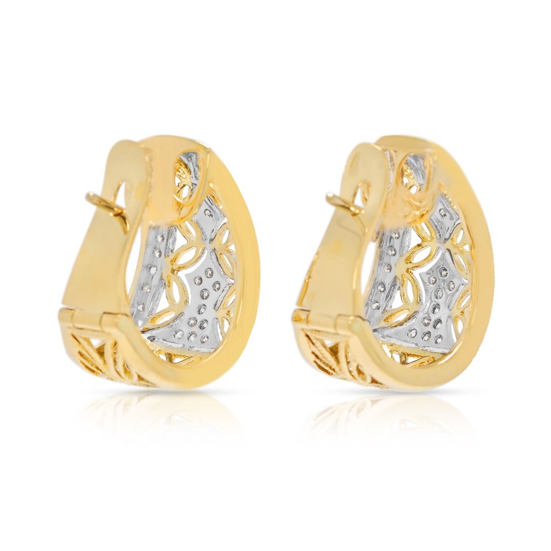 Auffällige 1.02ct natürliche Diamant Vintage Kreolen, 18K zweifarbiges Gold
