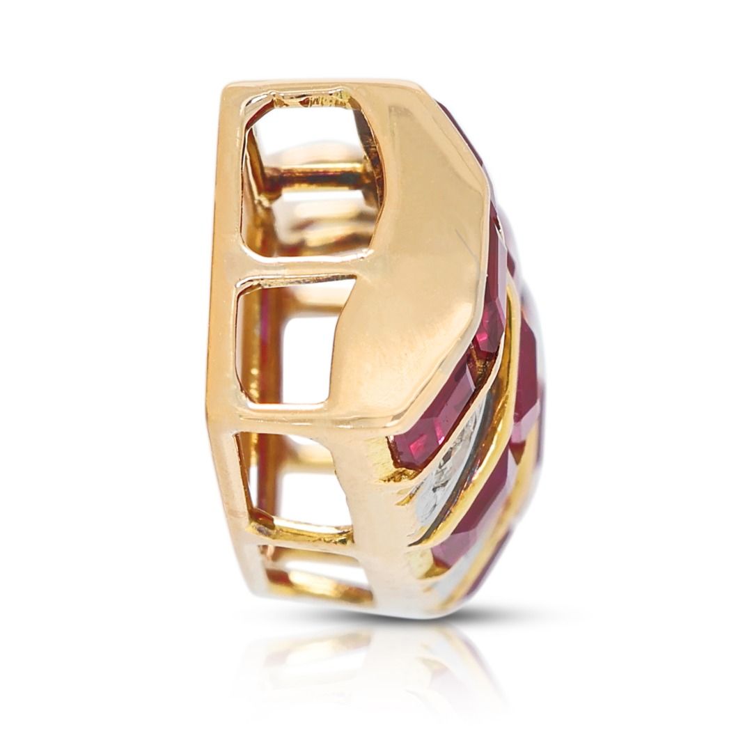 Striking 1.44ct Ruby & Diamond Pendant in 18K Two-Toned Gold