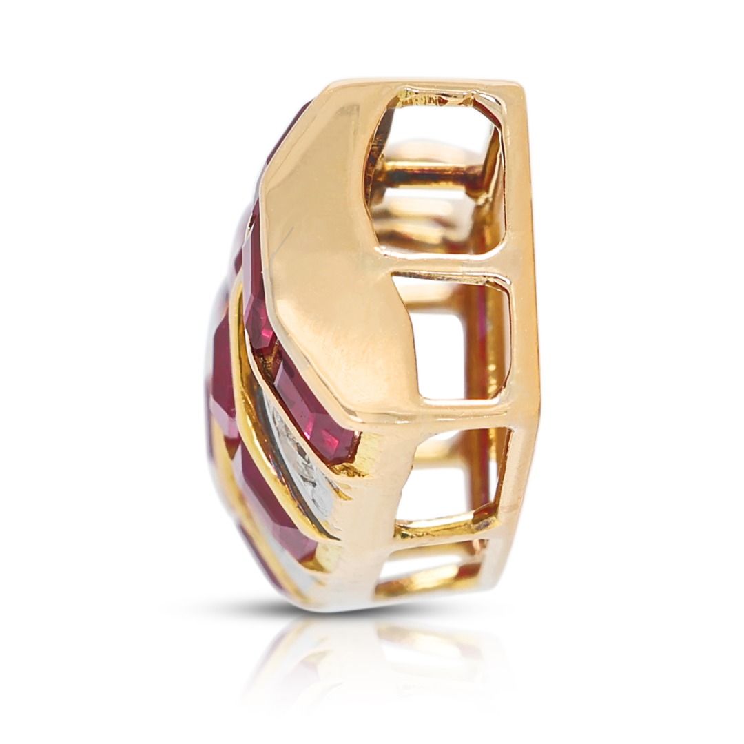 Striking 1.44ct Ruby & Diamond Pendant in 18K Two-Toned Gold