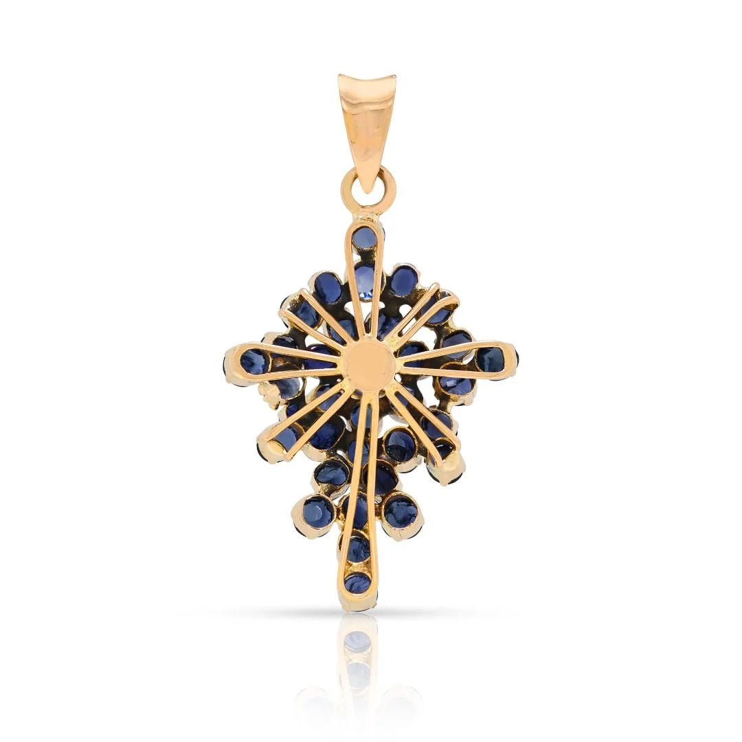 Striking 1.6ct Sapphire Cluster Pendant in 18K Yellow Gold