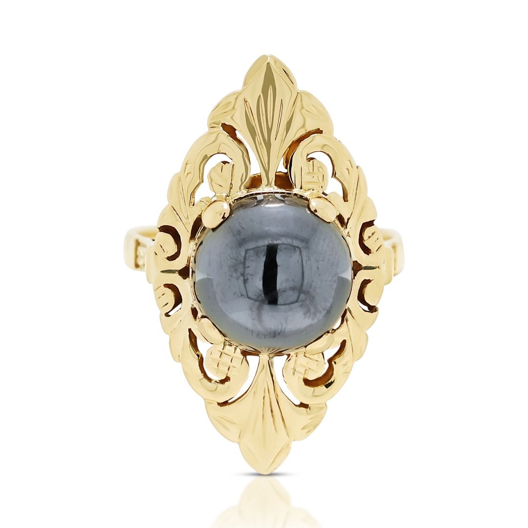 Striking 1ct Onyx Ring in 14K Yellow Gold