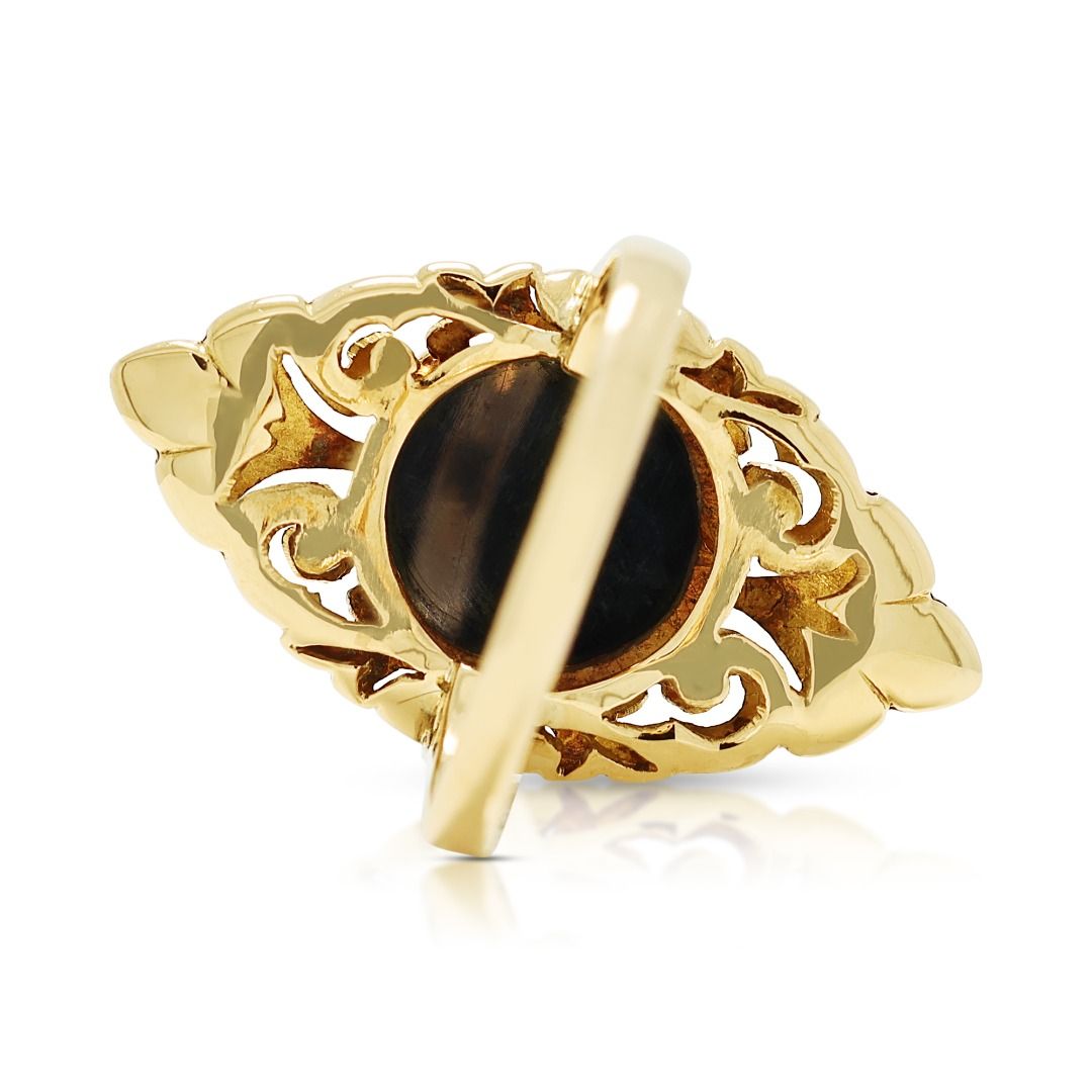 Striking 1ct Onyx Ring in 14K Yellow Gold