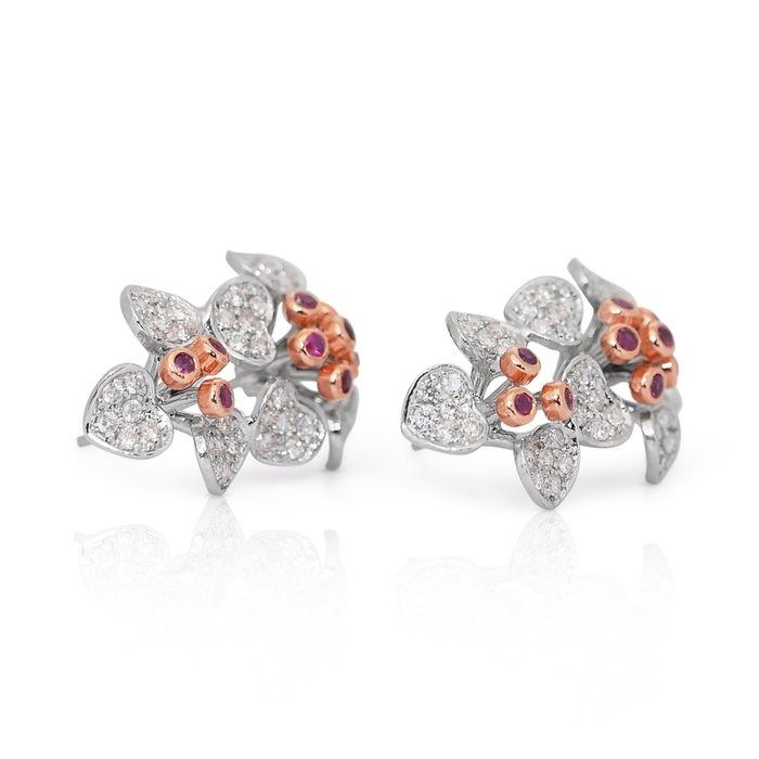 Striking 3.46ct Ruby & Diamond Earrings in 14K White Gold – IGI Certified
