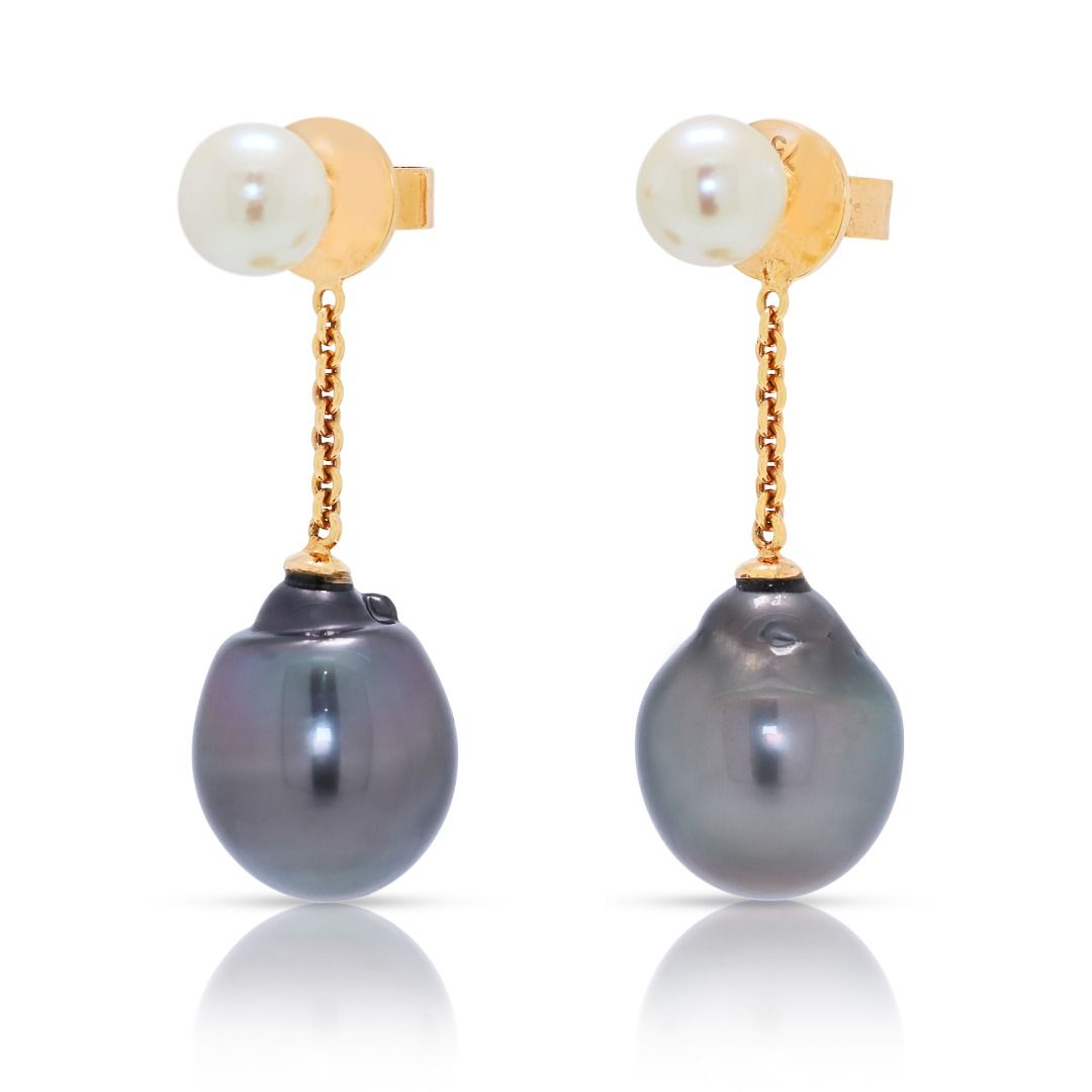 Striking Baroque South Sea Pearl Drop Earrings in 20K Rose Gold