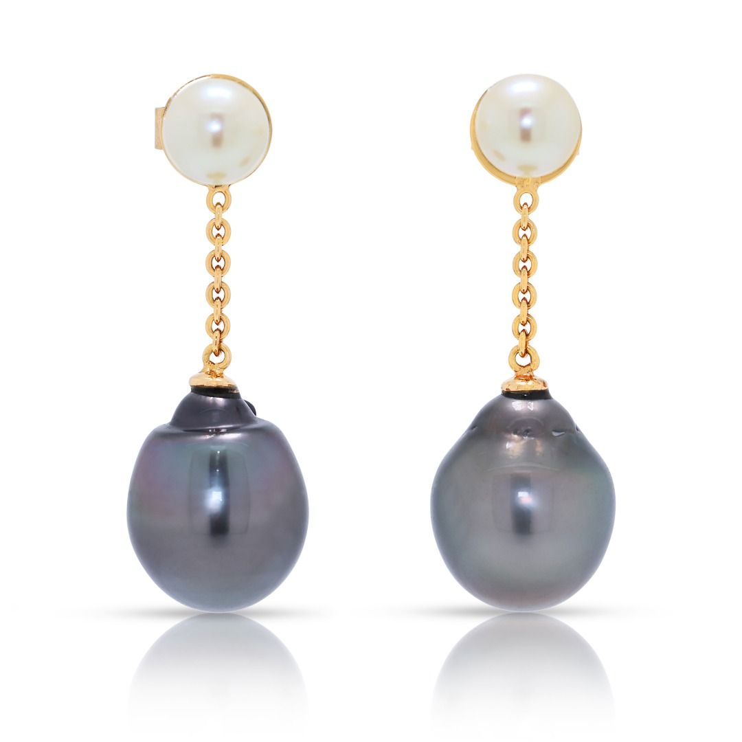 Striking Baroque South Sea Pearl Drop Earrings in 20K Rose Gold