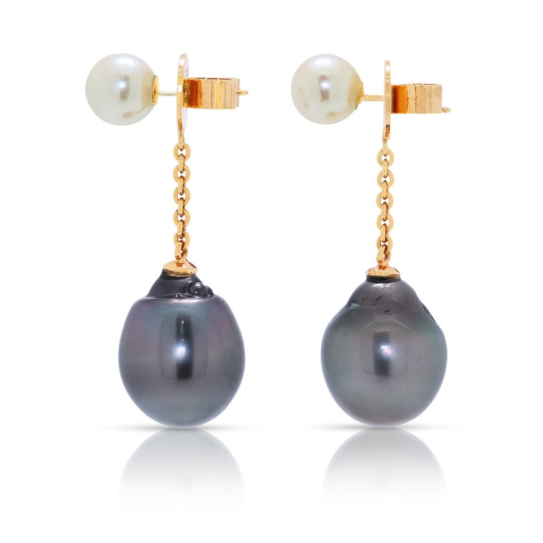 Striking Baroque South Sea Pearl Drop Earrings in 20K Rose Gold