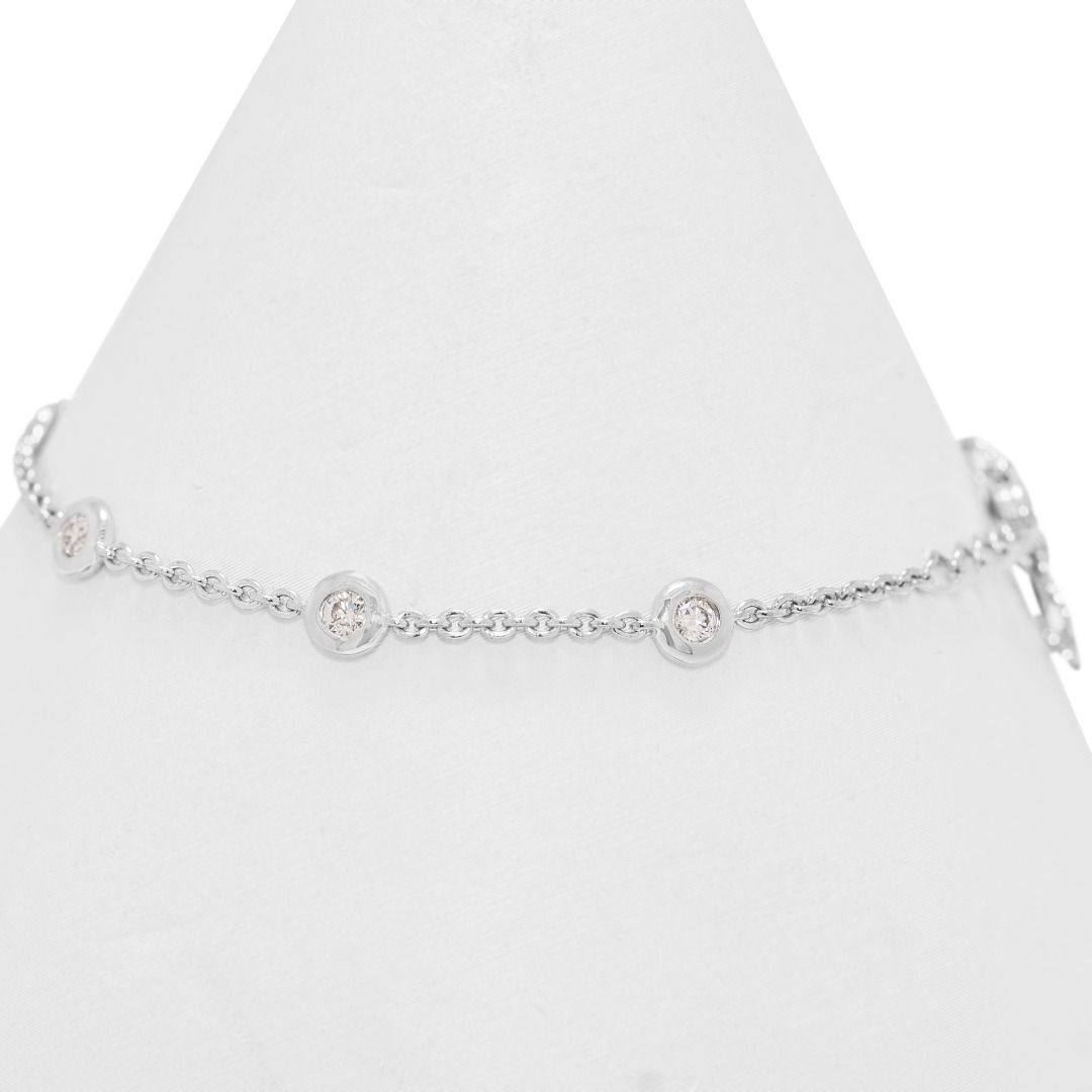 Stunning 0.21ct Natural Diamond Station Bracelet in 18K White Gold