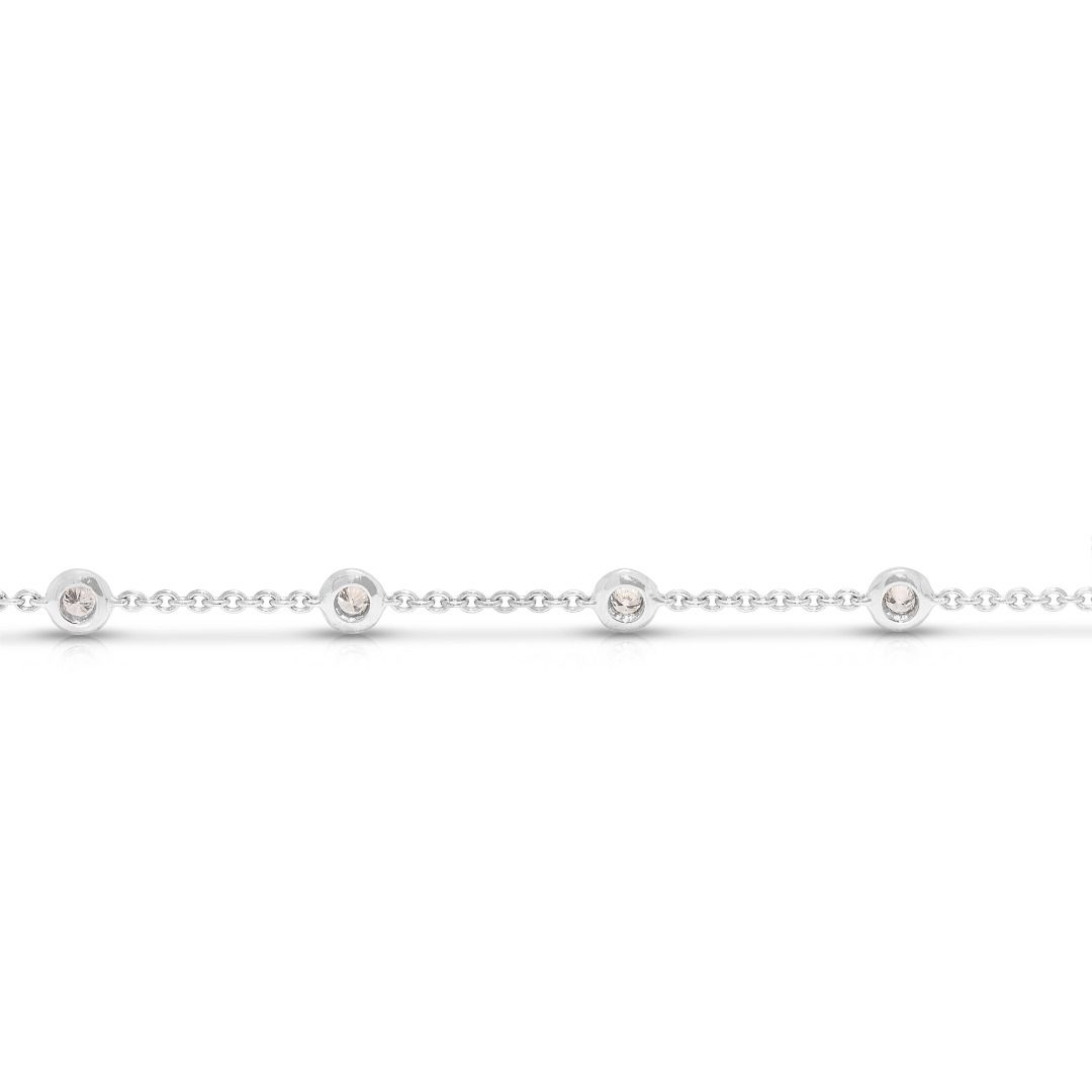 Stunning 0.21ct Natural Diamond Station Bracelet in 18K White Gold