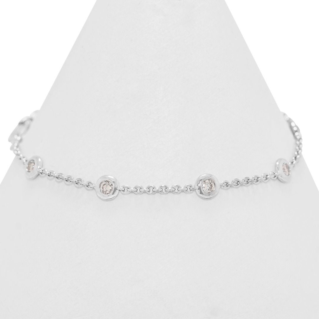 Stunning 0.21ct Natural Diamond Station Bracelet in 18K White Gold