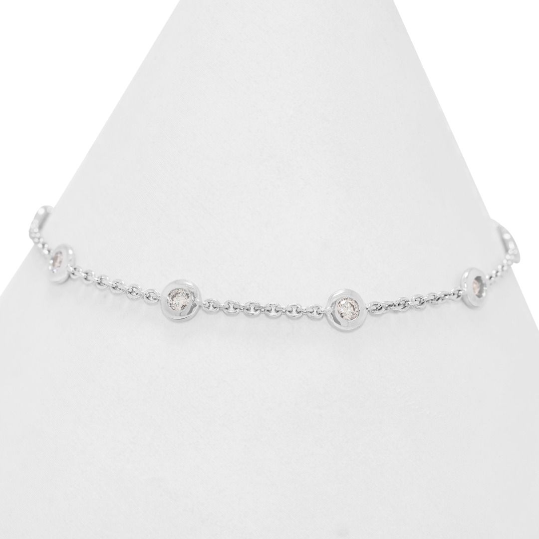 Stunning 0.21ct Natural Diamond Station Bracelet in 18K White Gold