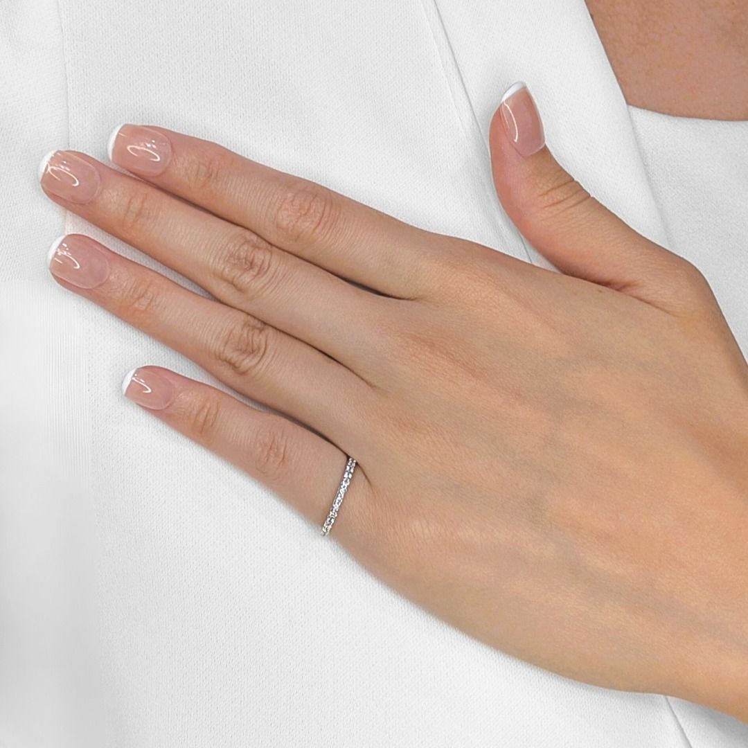 Stunning 0.24ct Half Eternity Natural Diamond Ring in 18K White Gold