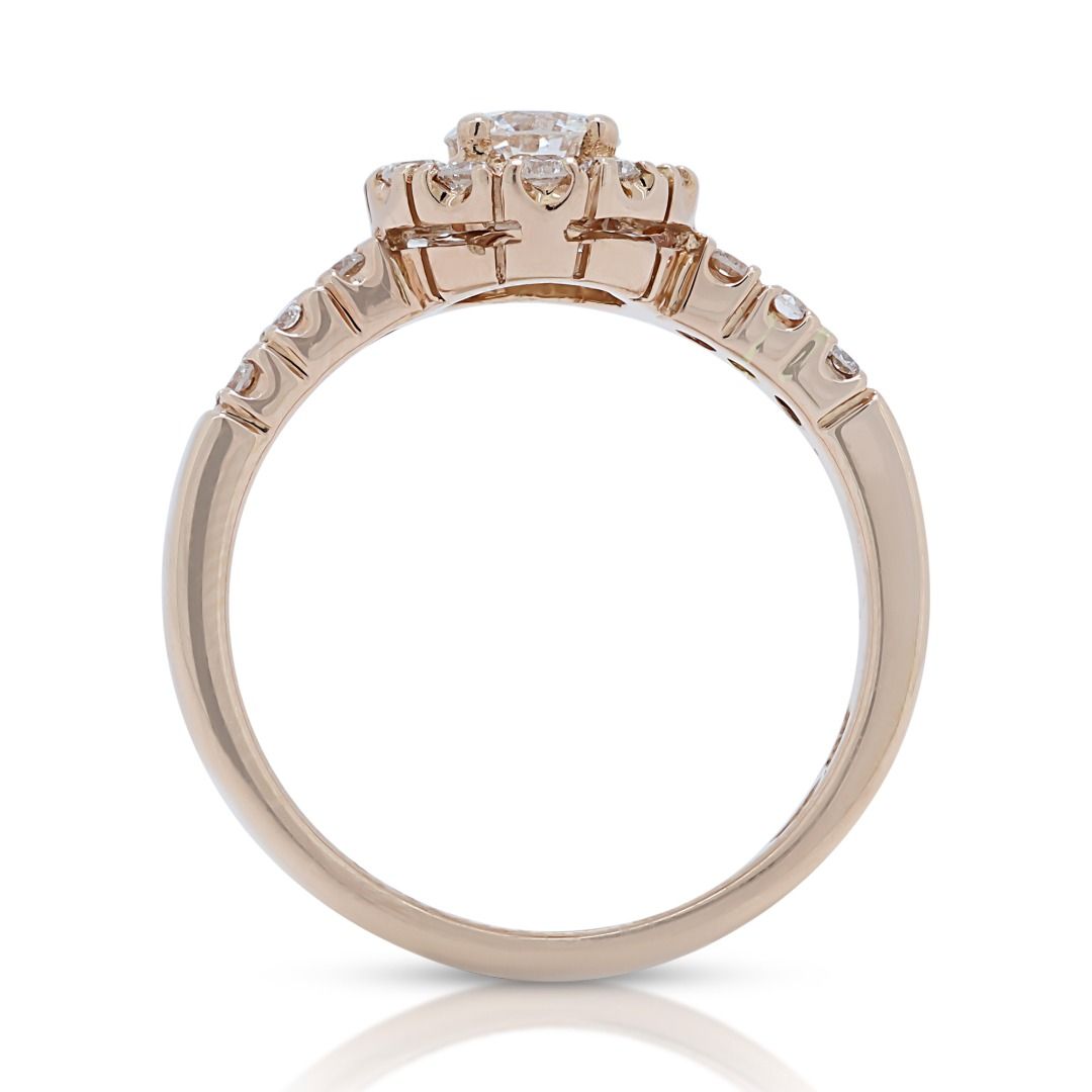 Stunning 0.49ct Diamond Halo Ring in 18K Rose Gold