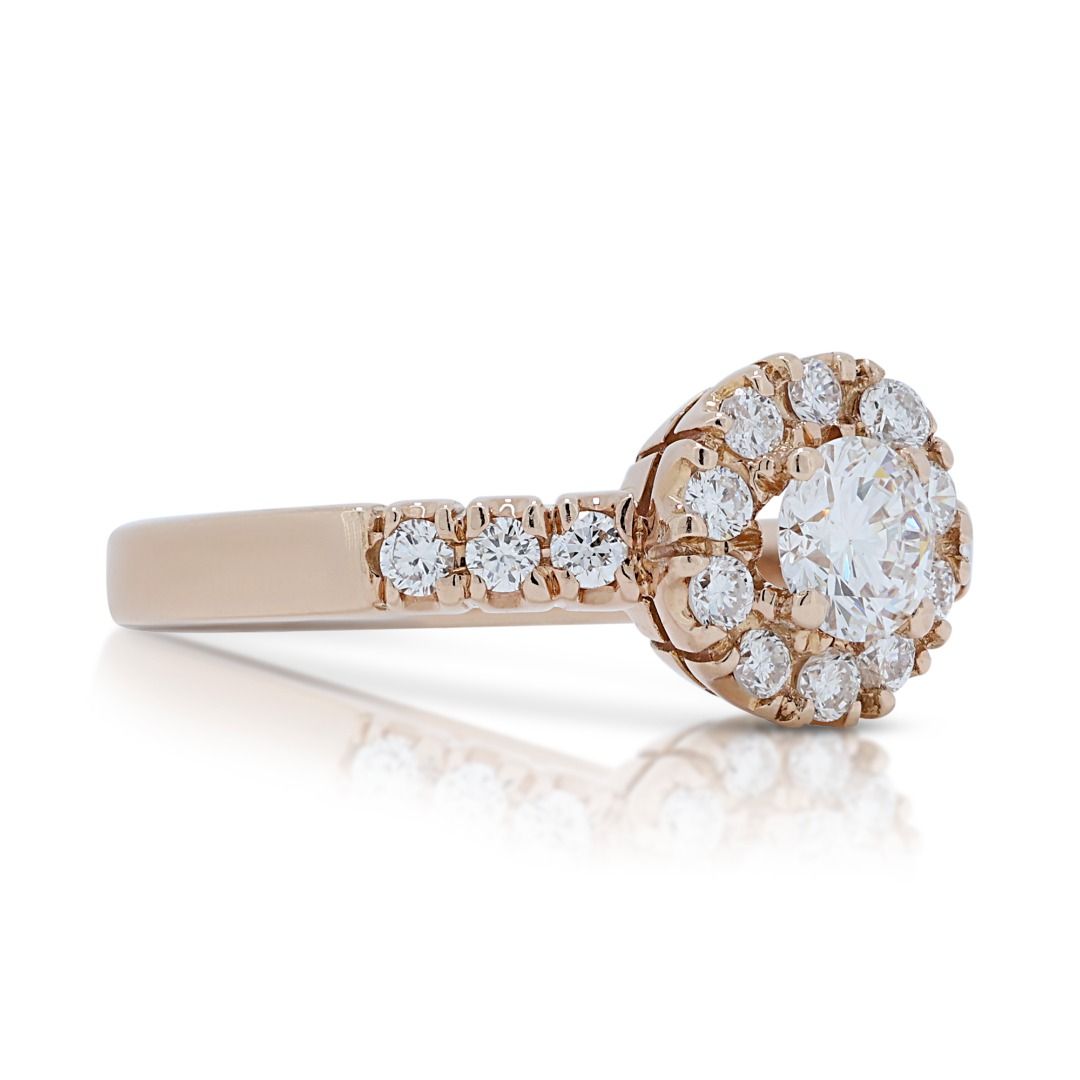 Stunning 0.49ct Diamond Halo Ring in 18K Rose Gold