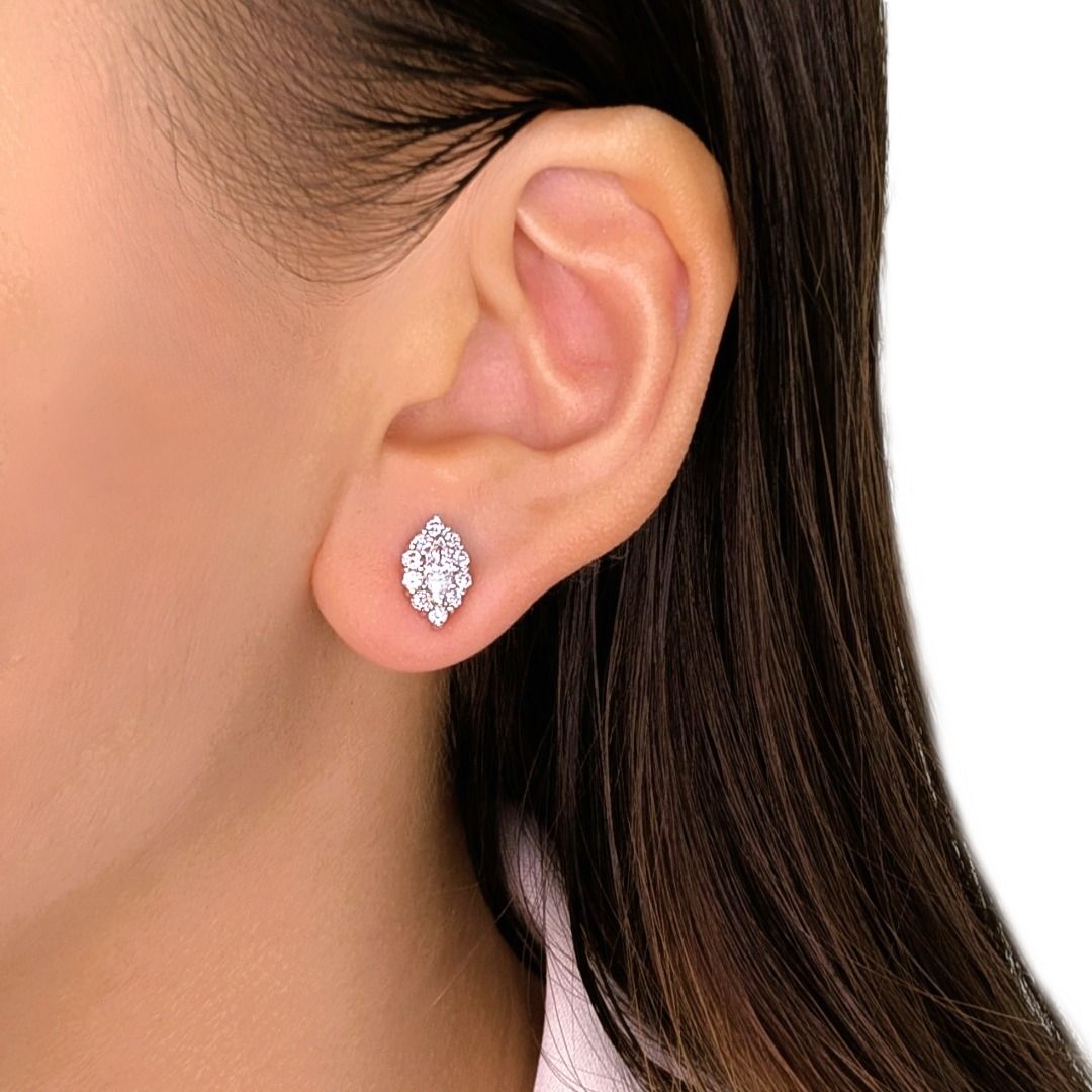 Stunning 0.62ct Natural Diamond Halo Stud Earrings in 18K White Gold