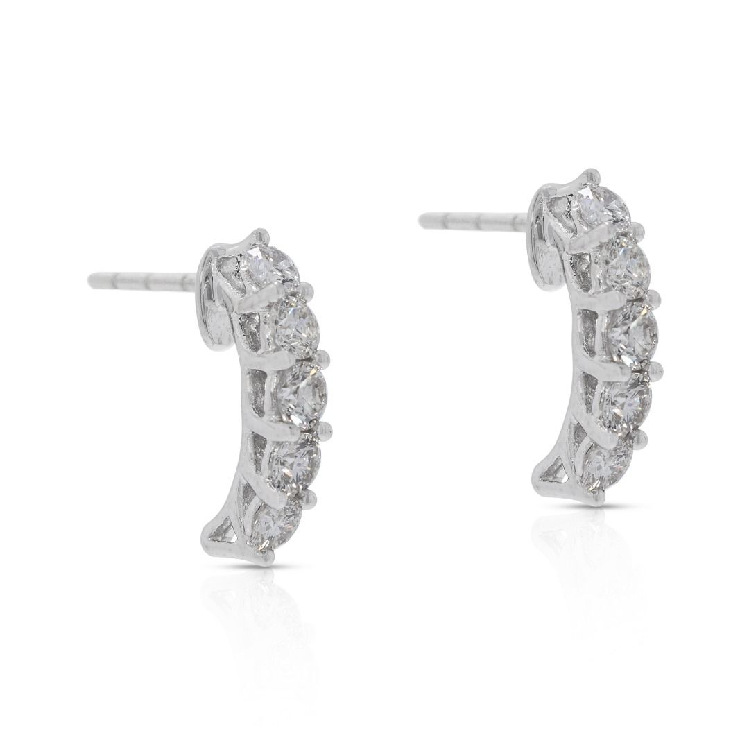 Stunning 0.93ct Natural Diamonds Earrings in 18K White Gold