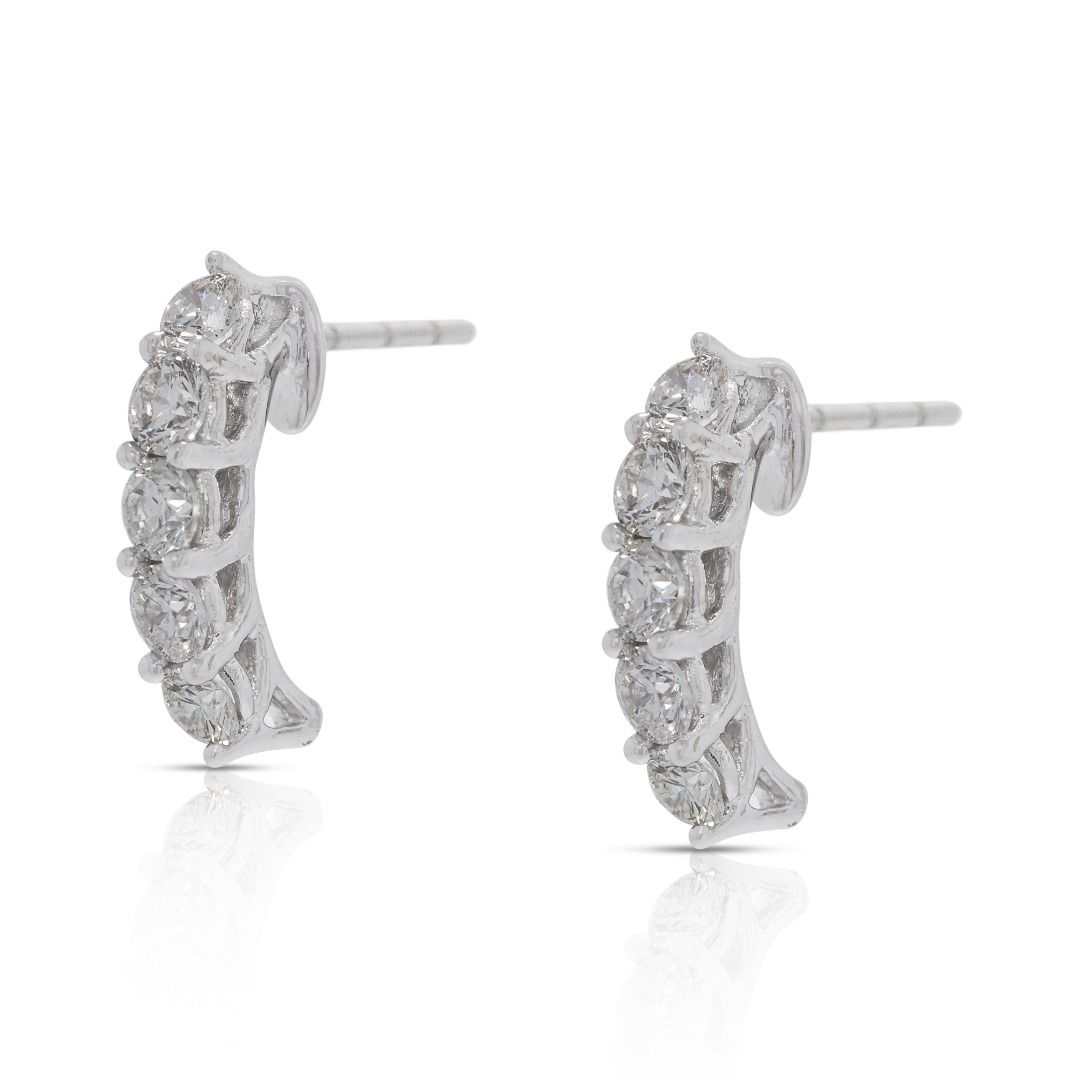 Stunning 0.93ct Natural Diamonds Earrings in 18K White Gold
