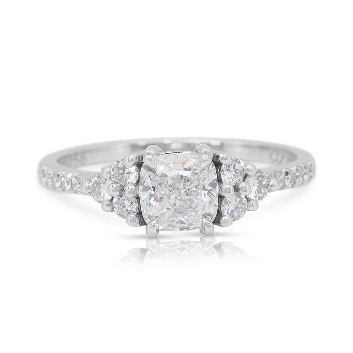 Stunning 1.19ct Diamonds Pave Ring in 18k White Gold - GIA Certified