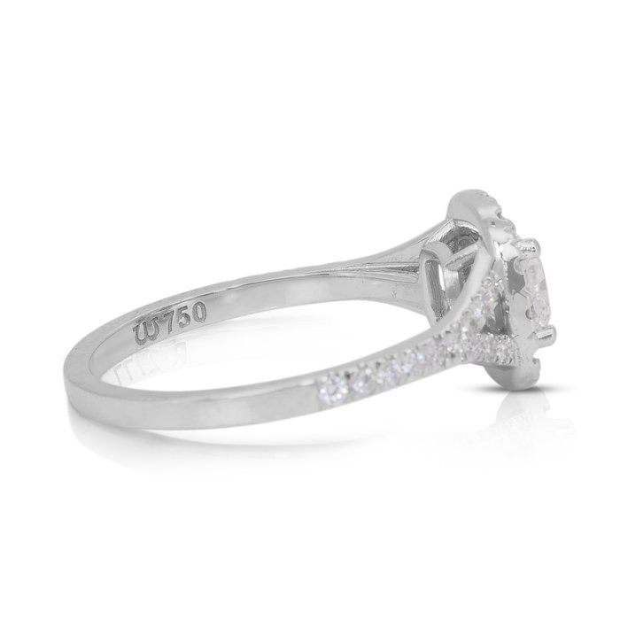 Stunning 1.23ct Double Excellent Ideal Cut Diamonds Halo Ring in 18k White Gold - GIA Certified