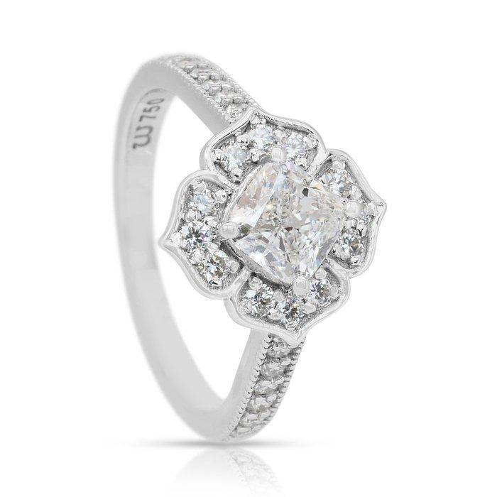 Stunning 1.41ct Diamonds Cluster Ring in 18k White Gold - GIA Certified