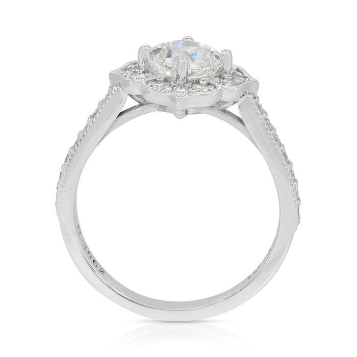 Stunning 1.41ct Diamonds Cluster Ring in 18k White Gold - GIA Certified