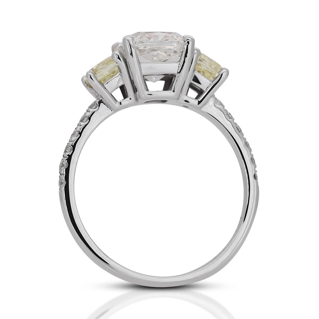 Stunning 1.81 ct. Cushion Cut Natural Diamonds Ring in 18K White Gold - AIG & GIA Certificate