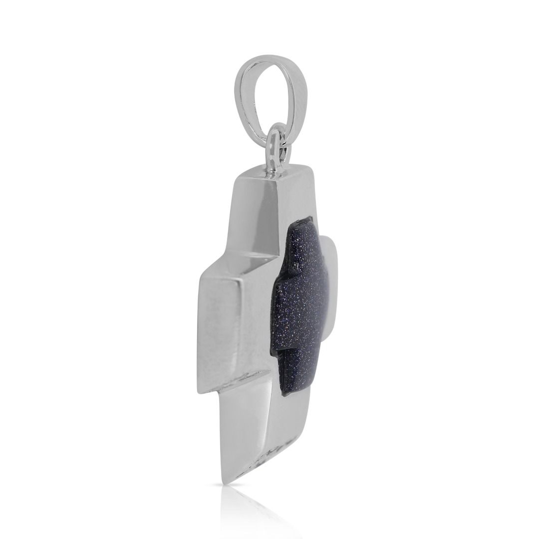 Stunning 18K White Gold Sandstone Quartz Crystal Pendant with 0.32ct Round Brilliant Diamonds