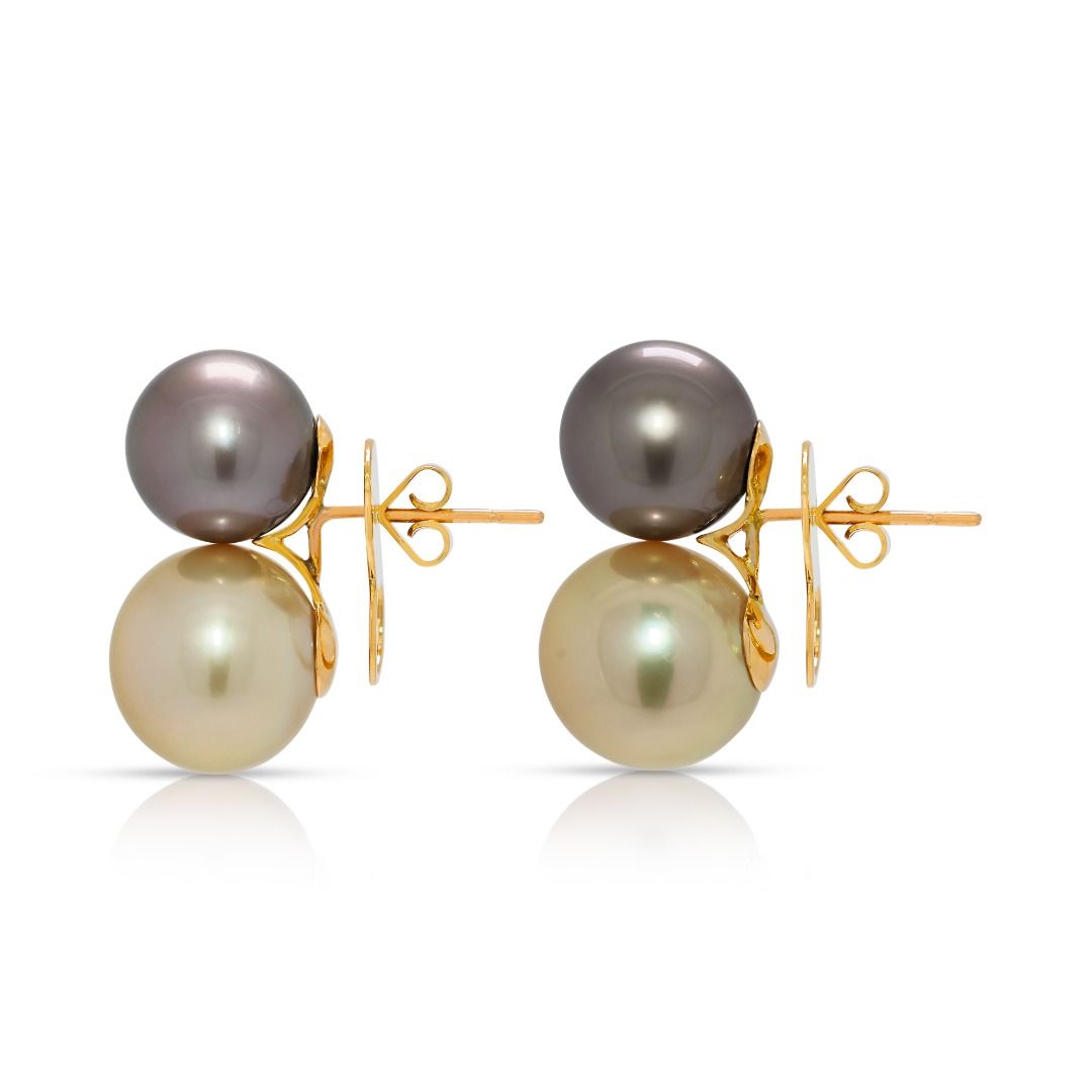 Stunning 18k Yellow Gold 15mm South Sea Pearl Statement Drop Earrings