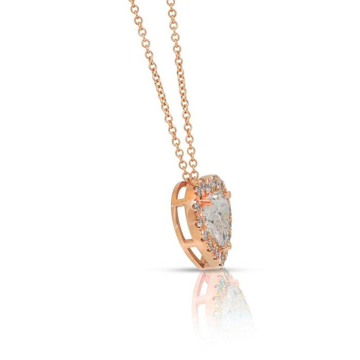 Stunning 1.91ct Diamonds Necklace with Heart Halo Pendant in 18k Rose Gold - IGI Certified