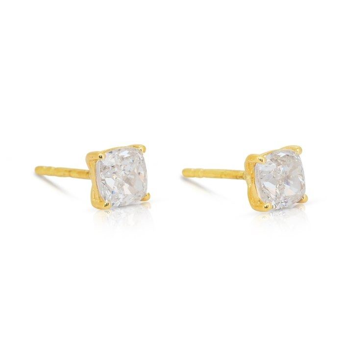 Stunning 2.02ct Diamonds Stud Earrings in 18k Yellow Gold - IGI Certified