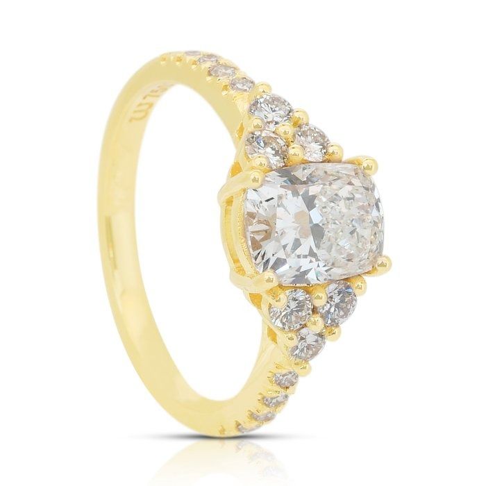 Stunning 2.06ct Diamonds Pave Ring in 18k Yellow Gold - IGI Certified