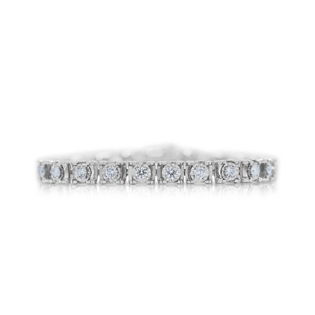Stunning 2.26ct Diamond Panel Bracelet in 18K White Gold