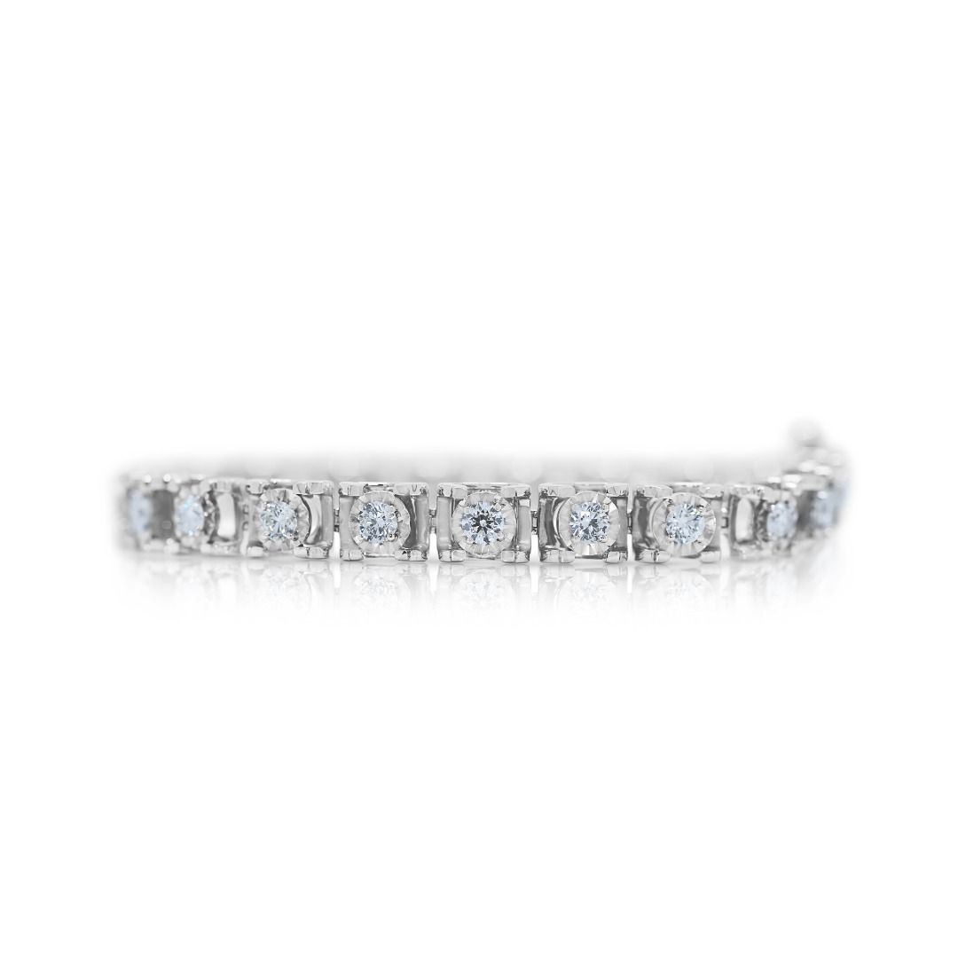 Stunning 2.26ct Diamond Panel Bracelet in 18K White Gold