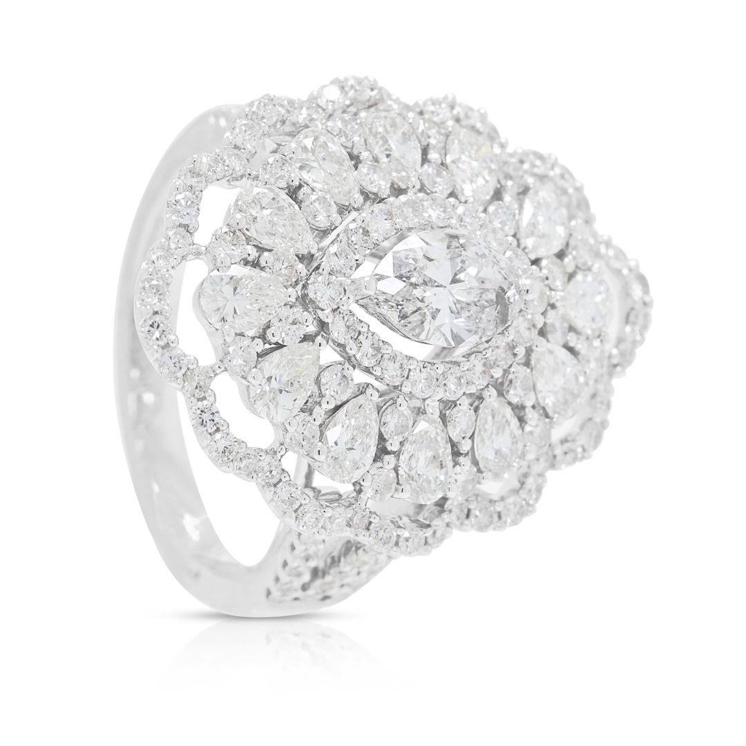 Atemberaubender 3,42 Karat Diamant-Statement-Ring aus 18K Weißgold - NGI zertifiziert