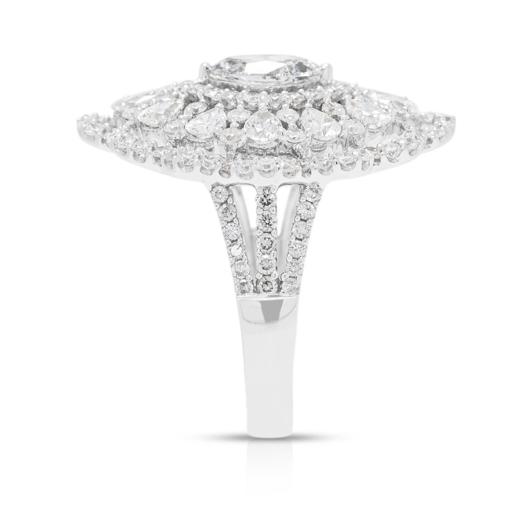 Atemberaubender 3,42 Karat Diamant-Statement-Ring aus 18K Weißgold - NGI zertifiziert