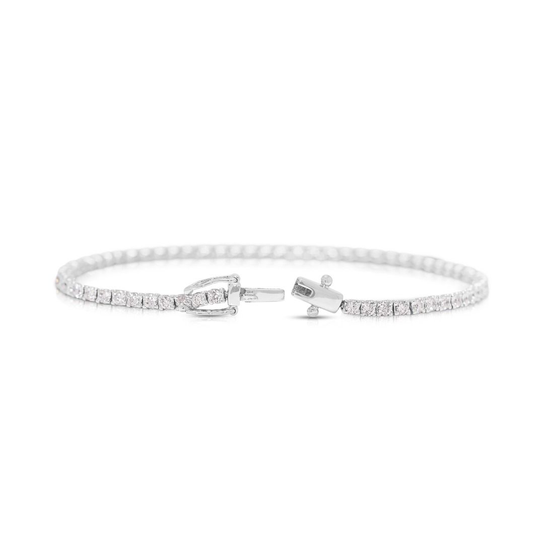 Stunning Lee Wha 1.62ct Natural Diamond Modern Infinity Link Bracelet in 18K White Gold
