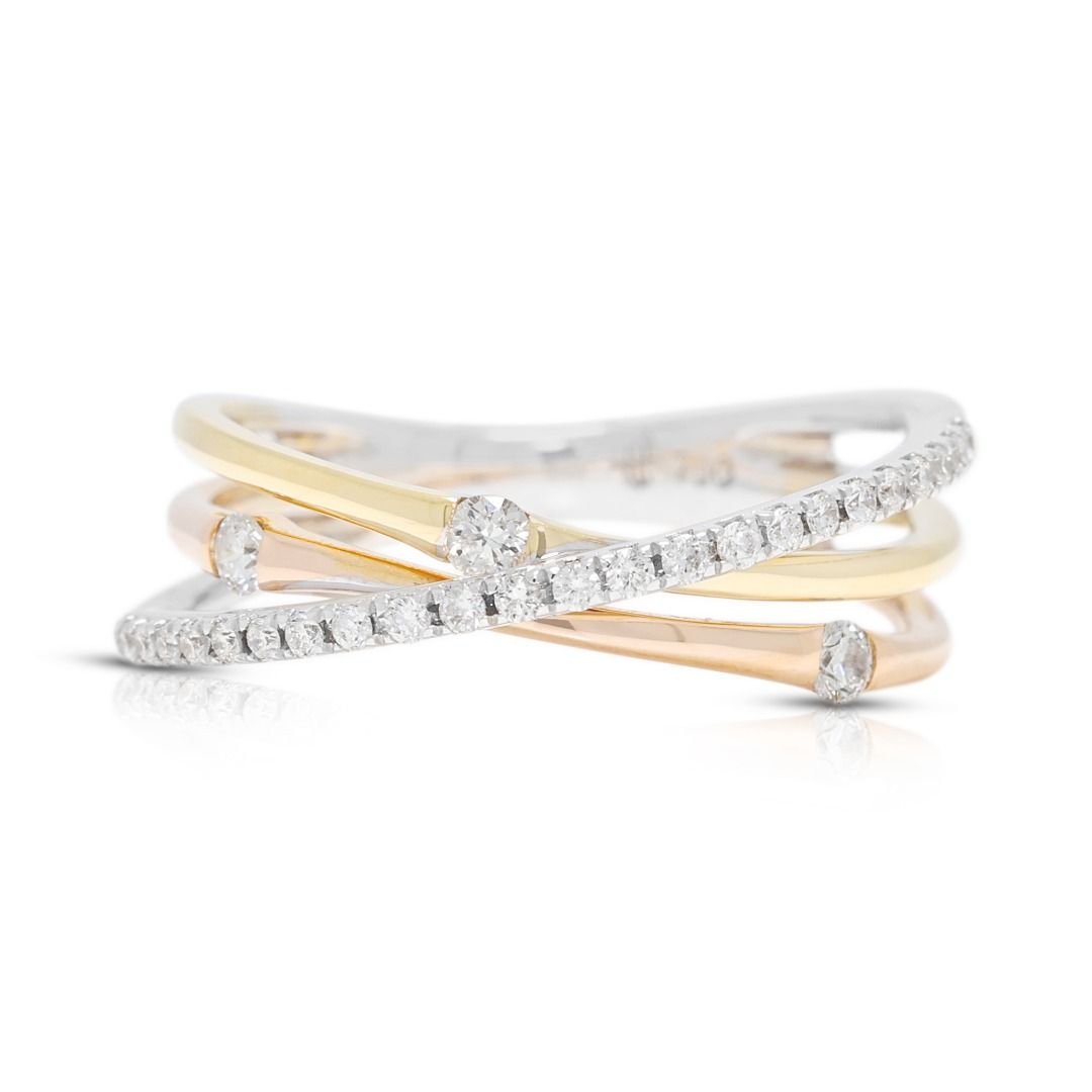 Stylish 0.16ct Diamond Ring in 18K Two-Toned Gold