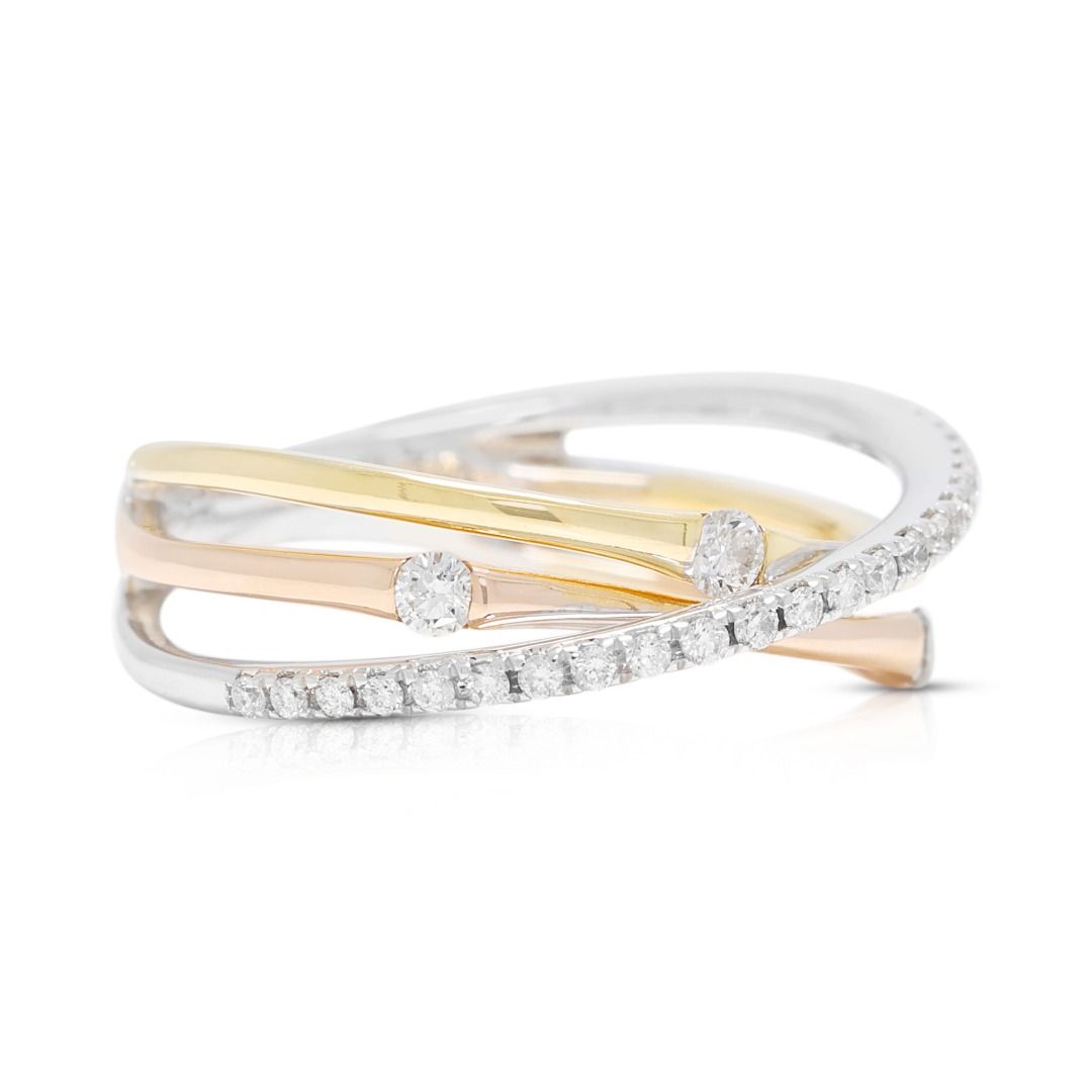 Stylish 0.16ct Diamond Ring in 18K Two-Toned Gold