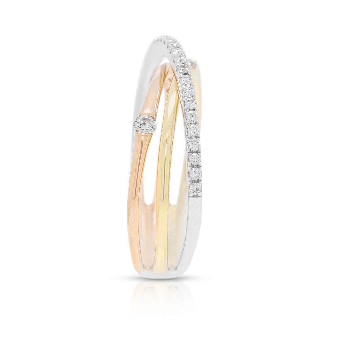 Stylish 0.16ct Diamond Ring in 18K Two-Toned Gold