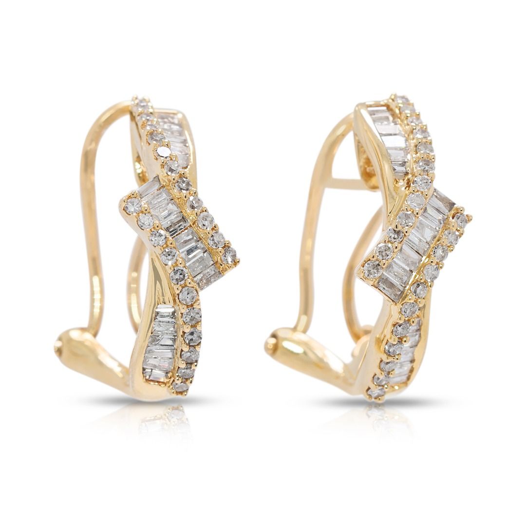 Stylish 0.44ct Natural Diamond Earrings in 18k Yellow Gold (New and Unworn)