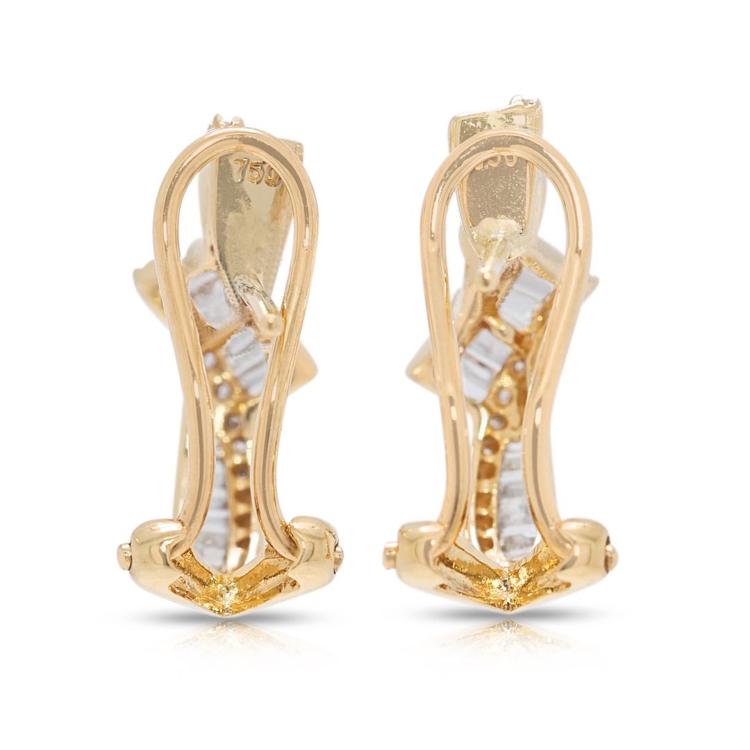 Stylish 0.44ct Natural Diamond Earrings in 18k Yellow Gold (New and Unworn)