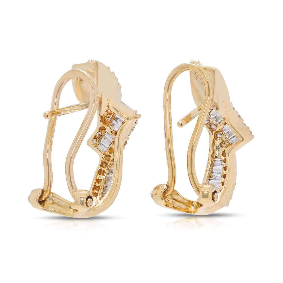 Stylish 0.44ct Natural Diamond Earrings in 18k Yellow Gold (New and Unworn)