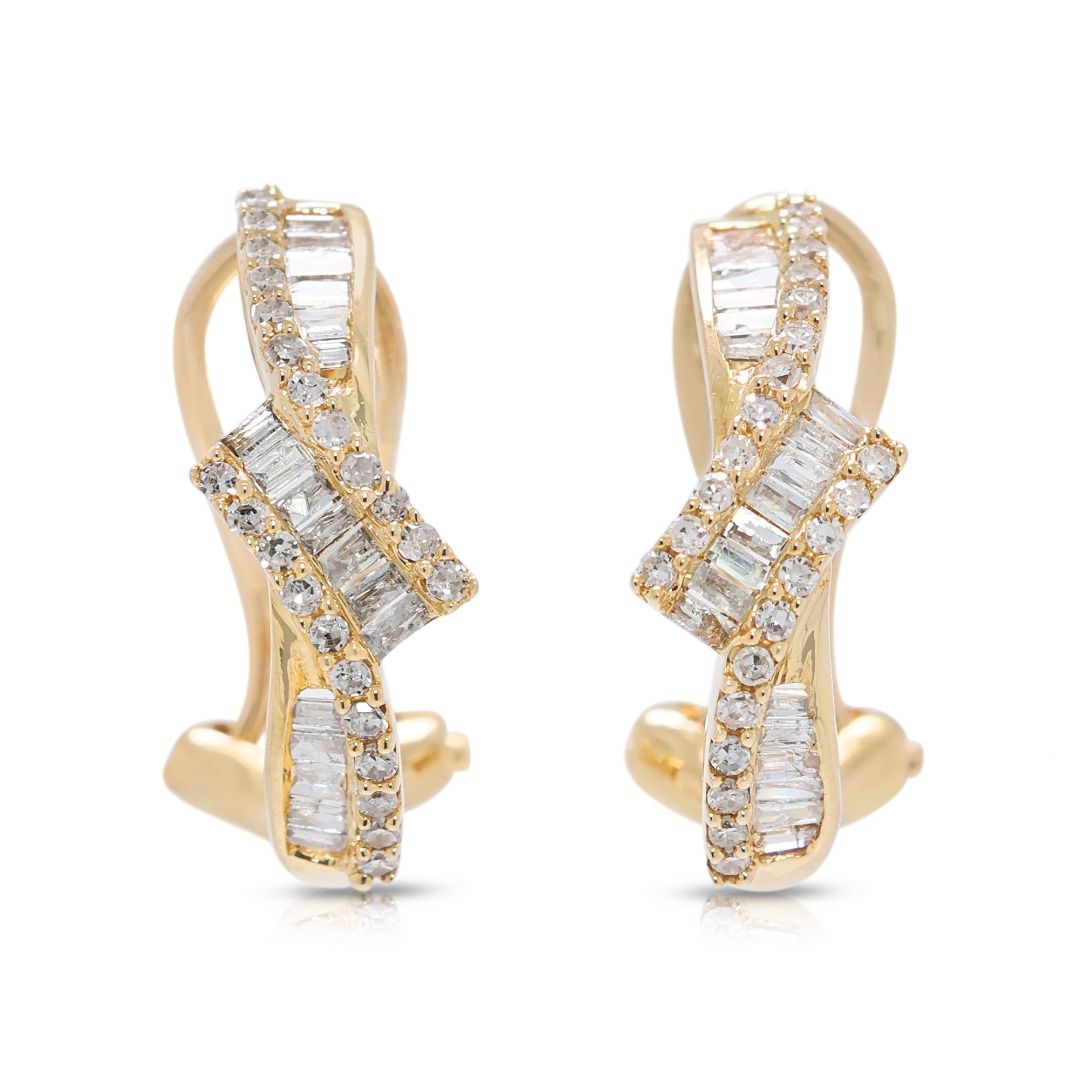 Stylish 0.44ct Natural Diamond Earrings in 18k Yellow Gold (New and Unworn)
