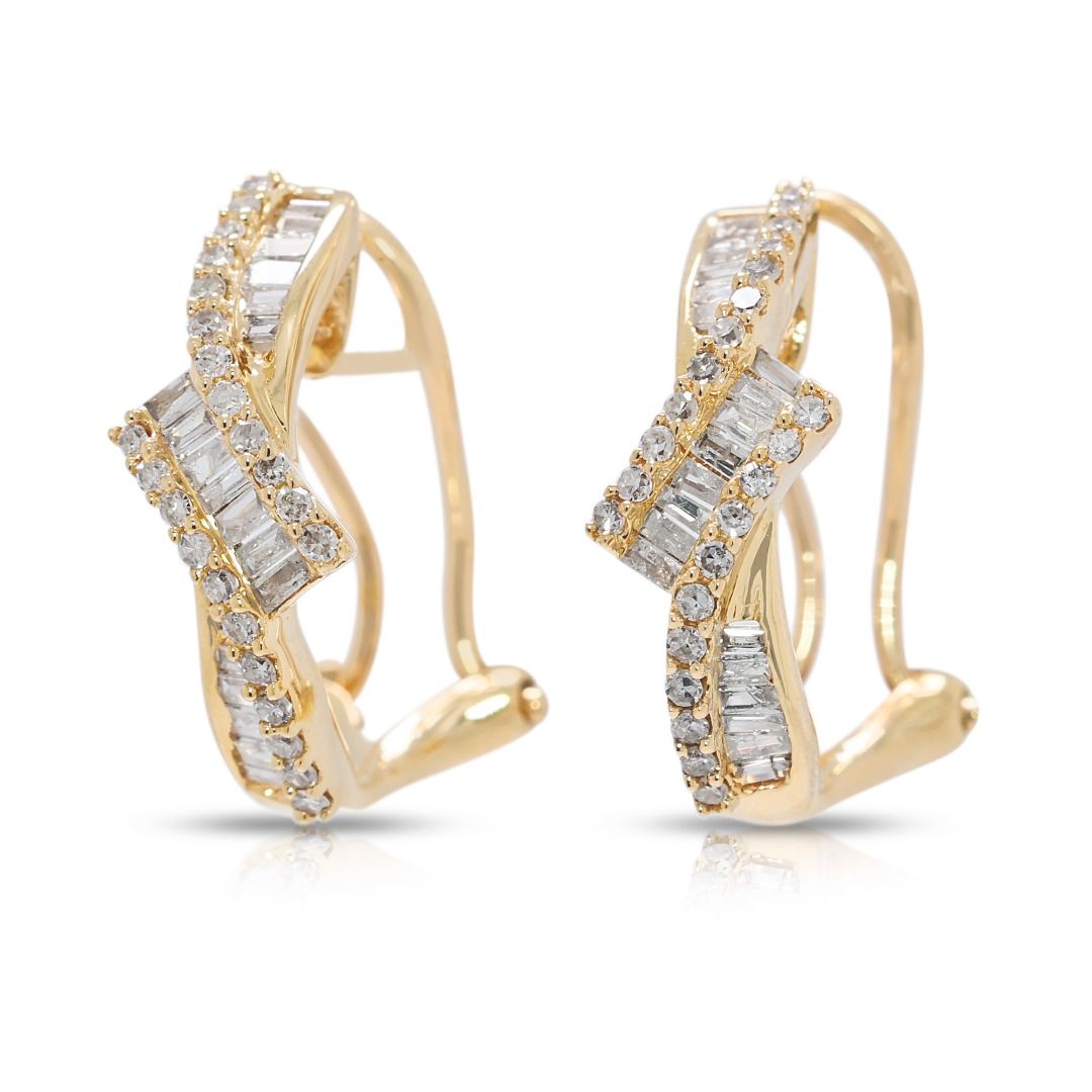 Stylish 0.44ct Natural Diamond Earrings in 18k Yellow Gold (New and Unworn)