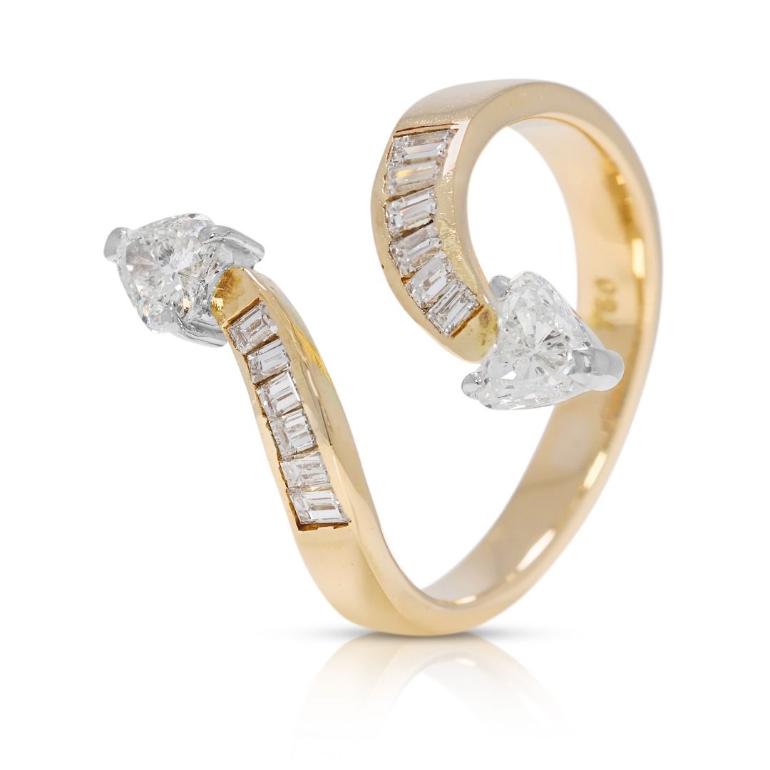 Stylish 0.9ct Natural Diamond Wrap Ring in 18K Yellow Gold