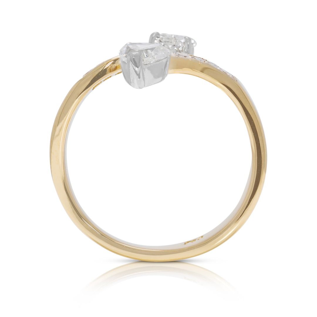 Stylish 0.9ct Natural Diamond Wrap Ring in 18K Yellow Gold